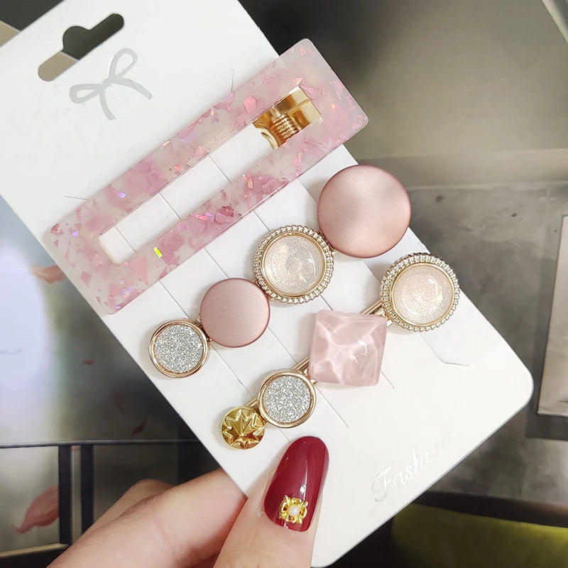 3/4pcs Set Pearl Hair Clip For Women Korean Hairpins Geometric Crystal Hair Barrettes Girl Hairgrip Hair Accessories