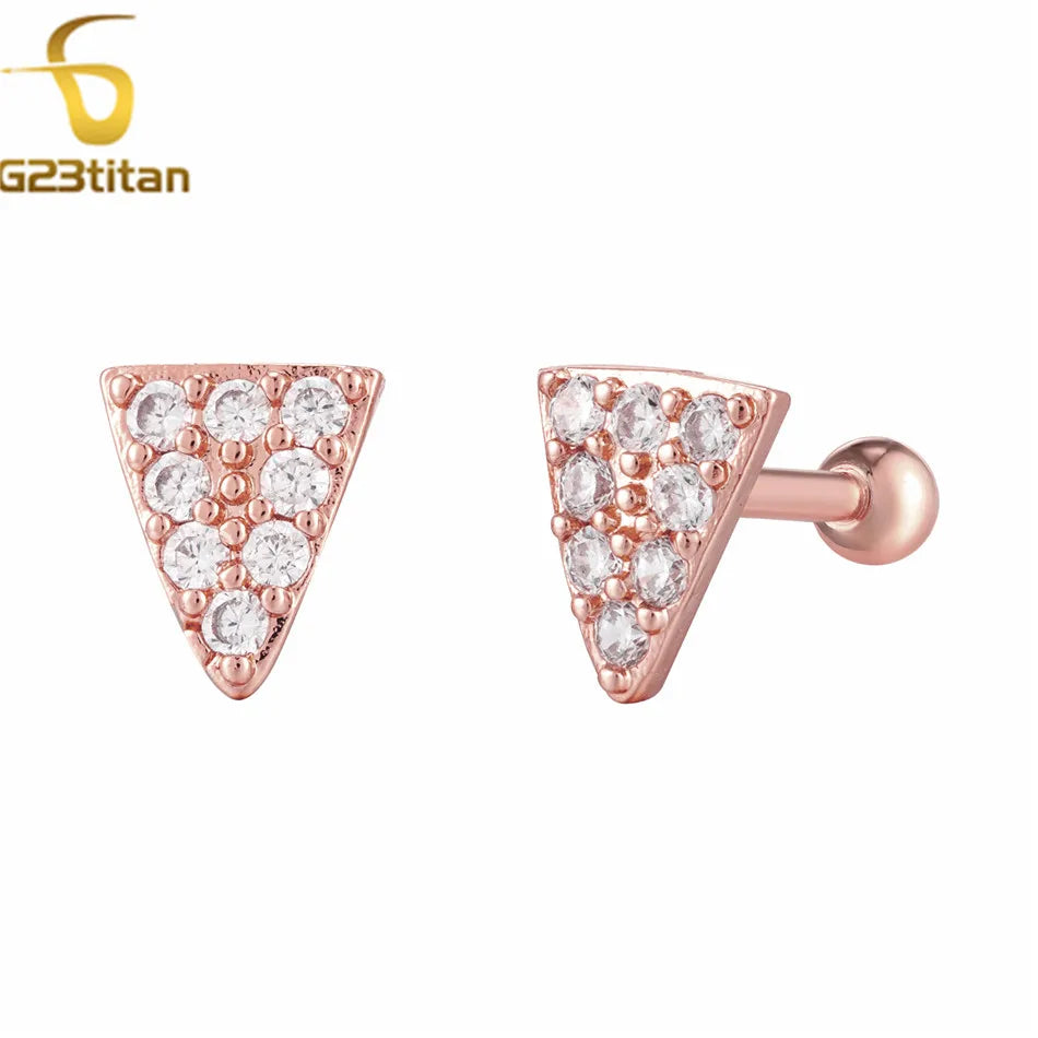 2pc Surgical Steel Ear Cartilage Earlobe Tragus Piercing Ball Bar Rose Gold Color M additional angle