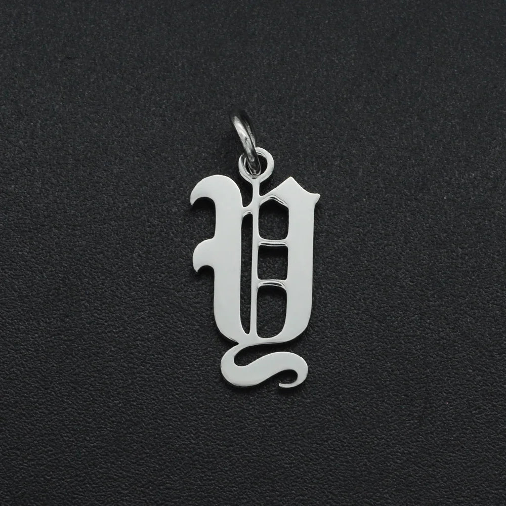 316 Stainless Steel Old English Letter Charms | DIY Alphabet Jewelry Findings for Bra alternate view