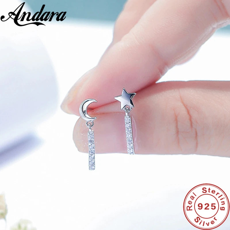 High Quality 925 Sterling Silver Earrings Woman Star Moon Earrings Fashion Elegant Earrings High Jew