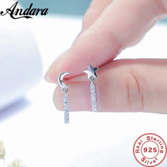 High Quality 925 Sterling Silver Earrings Woman Star Moon Earrings Fashion Elegant Earrings High Jew