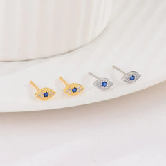 925 Sterling Silver Zircon Blue Evil Eye Stud Earrings