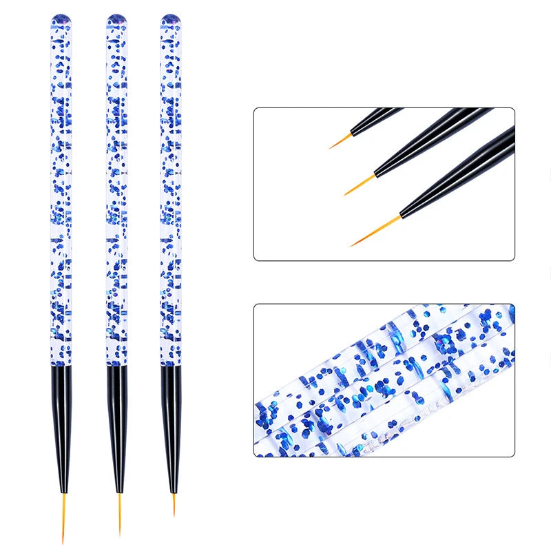 3pcs/Set Acrylic French Stripe Nail Art Line Painting Pen 3D Tips Manicure slim Line Dra detail view