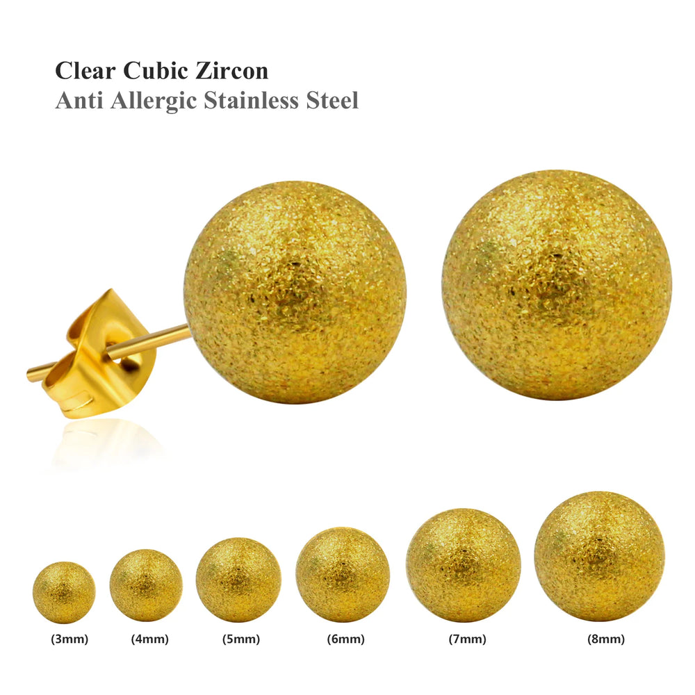 Stainless Steel Ball Stud Earrings Set 6 Pairs | Minimalist Round Clip Earrings for Wome detail view