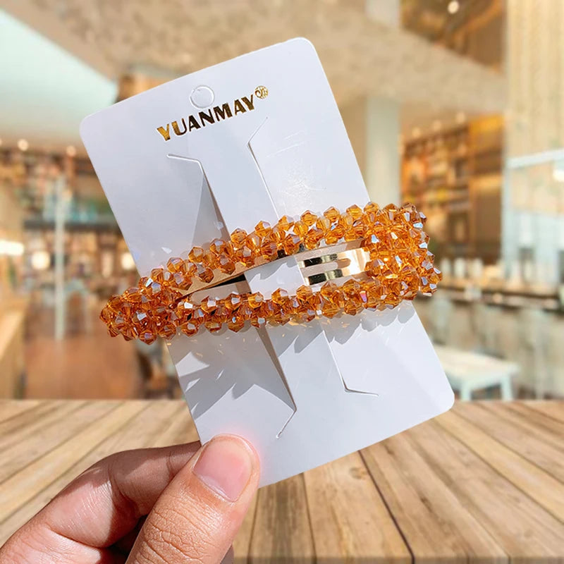 Fashion Women Rhinestone Hair Clips Full Crystal Hairclip Metal Ponytail Holder Hairpins Hair Accessories For Women