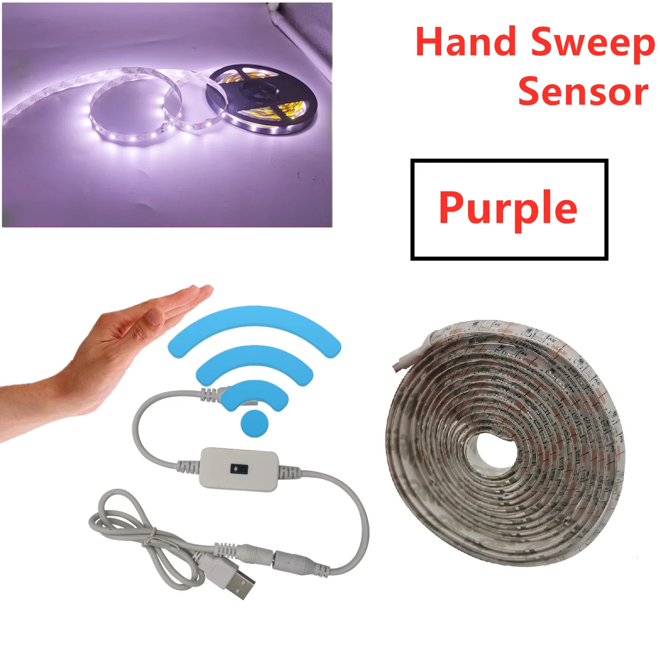 USB Motion Sensor LED Strip Light | Hand Sweep Control for Kitchen TV Backlight additional angle
