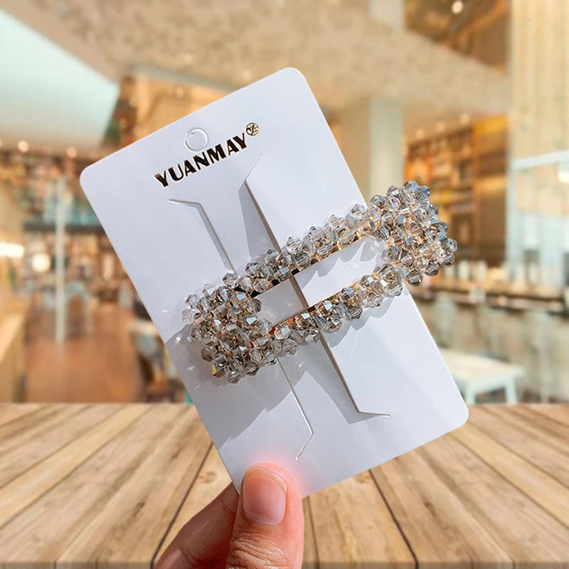 Fashion Women Rhinestone Hair Clips Full Crystal Hairclip Metal Ponytail Holder Hairpins Hair Accessories For Women