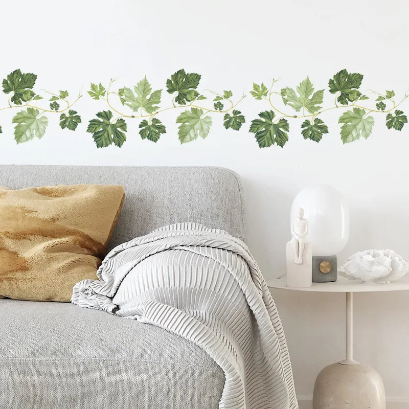 Green Leaf Vine Wall Sticker | Modern Home Decor Mural for Bedroom Living Room lifestyle view