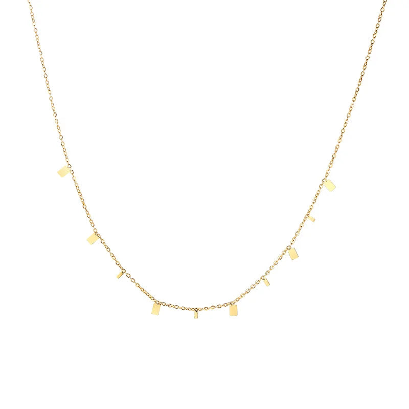 Teardrop Charm Necklace, Stainless Steel Dangling Necklace , Minimalist Simple Chain alternate view
