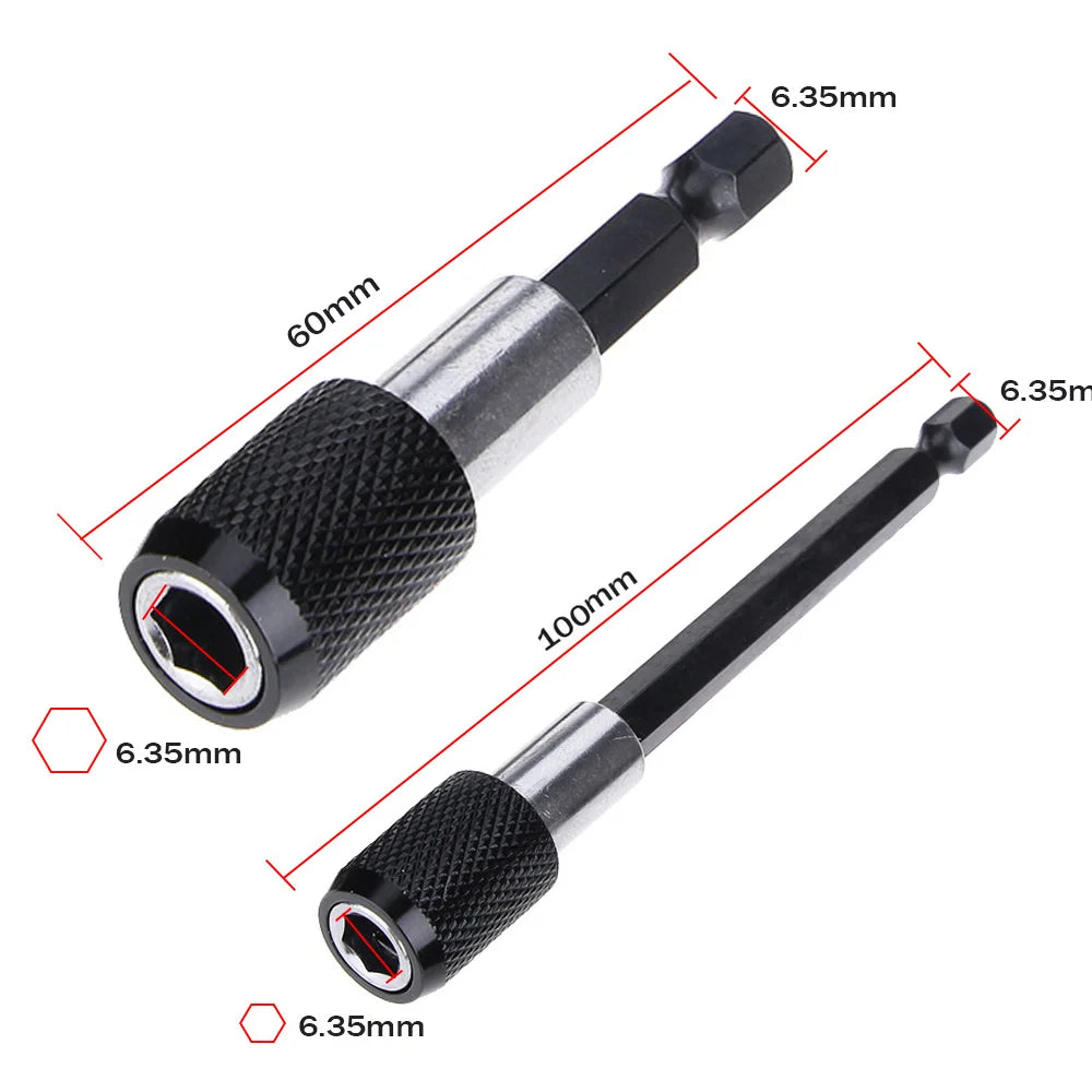 1/4 Inch Hex Shank Quick Release Screwdriver Bit Holder Extension Bar | 60mm 100mm 150 close-up view