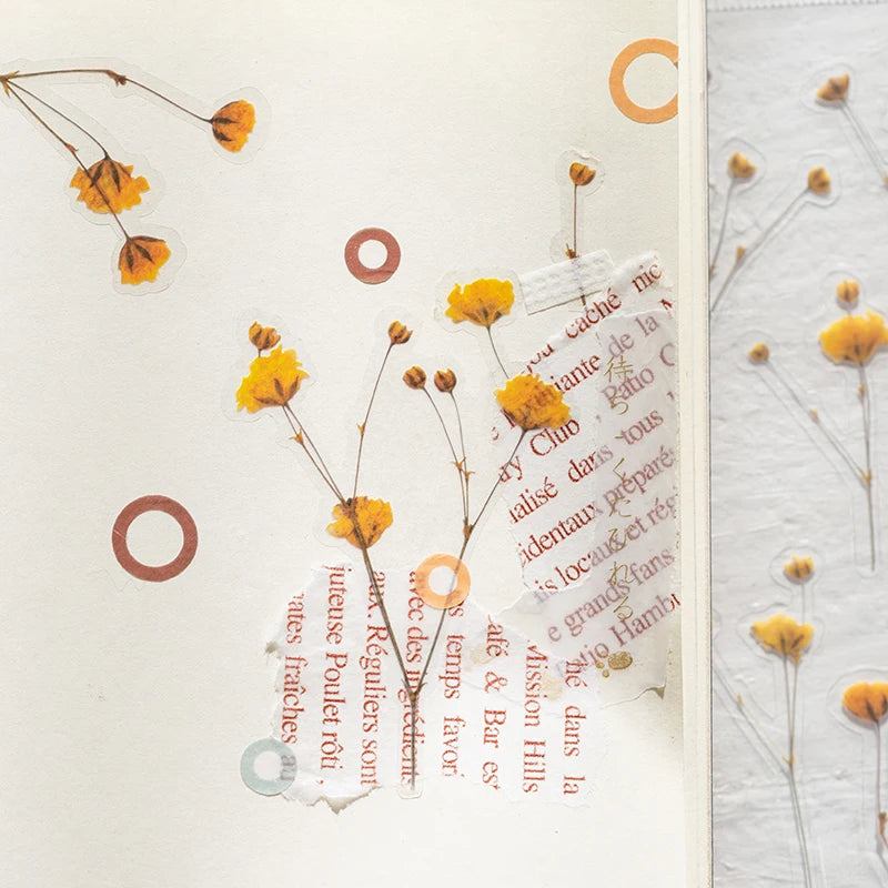 Yoofun Daisy Clover Babysbreath Fern Transparent PET Stickers | Floral Plant Sticker Set detail view