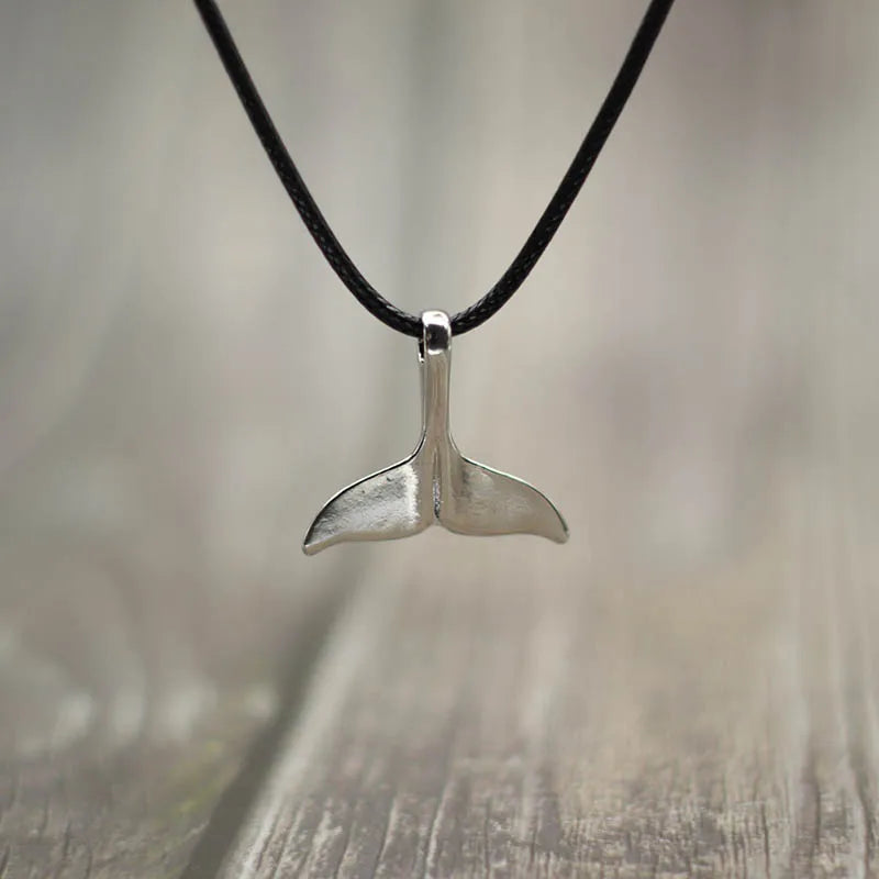Fashion Whale Tail Pendant Necklace Men Marine Protected Animals Necklace 60cm Hiphop lifestyle view