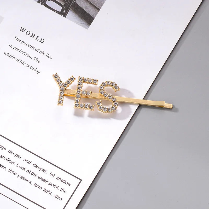 Simple Letter Rhinestone Hairpins Women Hair Clips Pins Barrettes Accessories For Women detail view