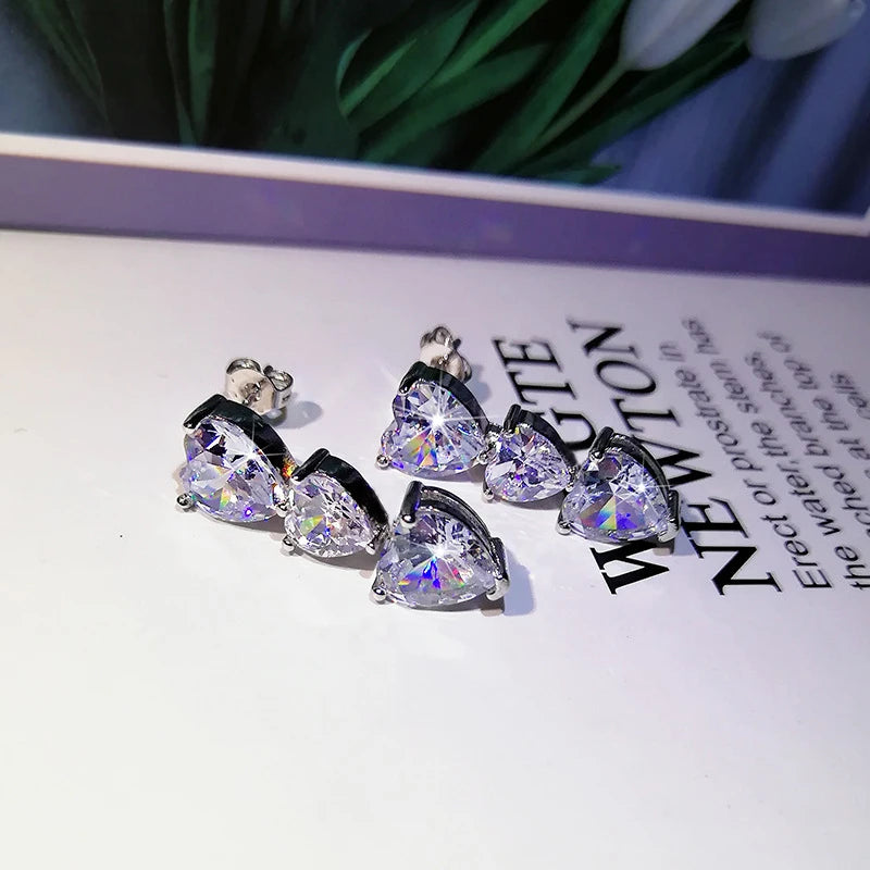 Huitan Heart Earrings for Women | Cubic Zirconia Drop Earrings lifestyle view