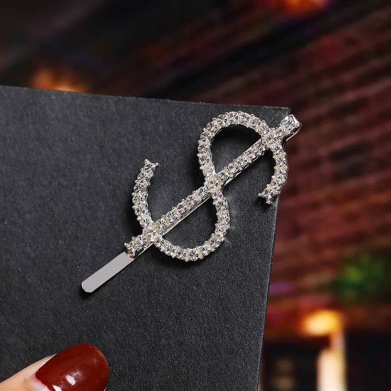Simple Letter Rhinestone Hairpins Women Hair Clips Pins Barrettes Accessories For Wom alternate view