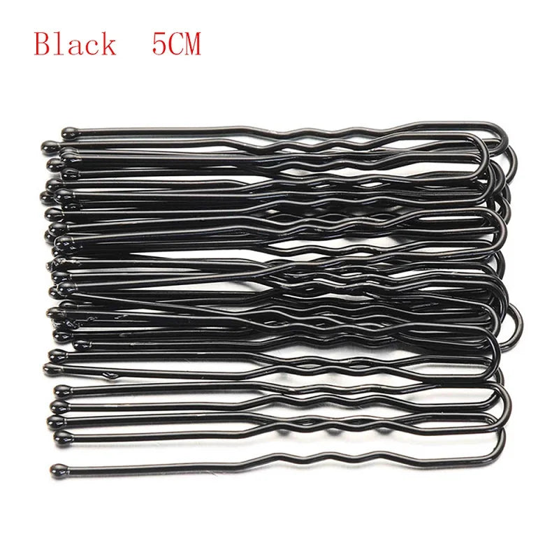 5/7cm 20Pcs U Shaped Hairpin Hair Clips Bobby Pins Metal Barrette Women Modeling To additional angle