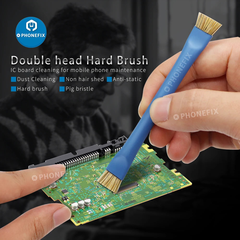 Anti-Static Brush Double Head ESD Safe Kit | Phone Motherboard Cleaning Tool close-up view
