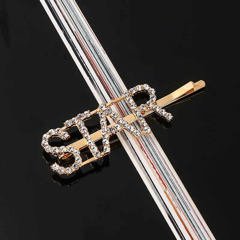 Simple Letter Rhinestone Hairpins Women Hair Clips Pins Barrettes Accessories For Women Girls Hair Hairclip Hairgrip Headdress