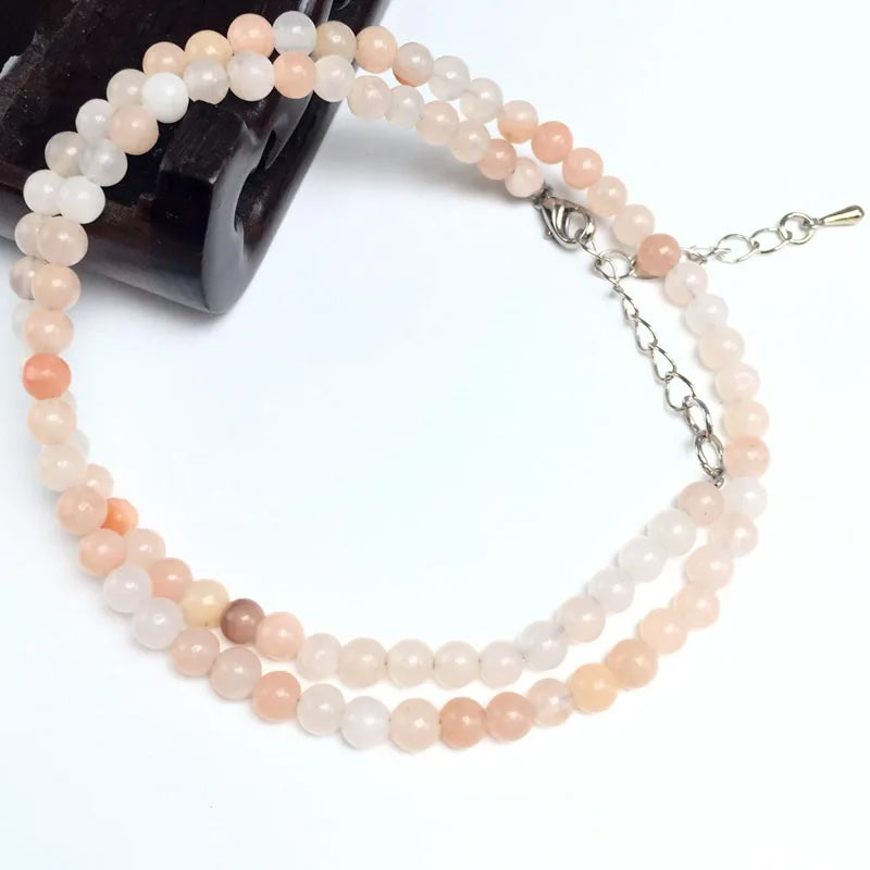 4mm Natural Stone Beaded Necklace and Bracelet Set | Tiger Eye Tourmaline Amazonite Ag close-up view