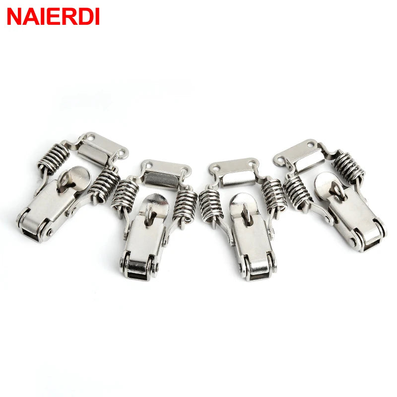 4PC NAIERDI-J105 Cabinet Box Locks Spring Loaded Latch Catch Toggle 27*63 Iron Hasps F close-up view