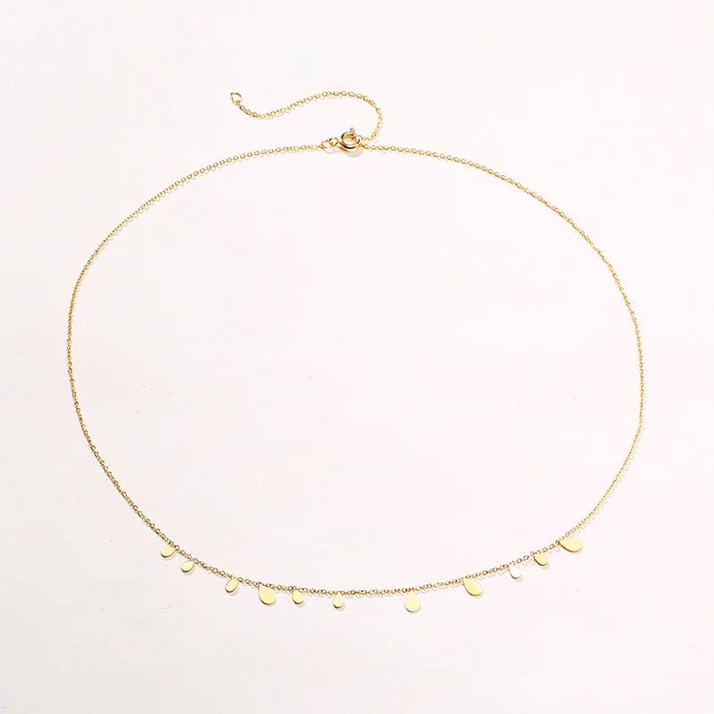 Teardrop Charm Necklace, Stainless Steel Dangling Necklace , Minimalist Simple Chain N close-up view