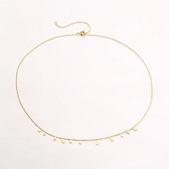 Teardrop Charm Necklace, Stainless Steel Dangling Necklace , Minimalist Simple Chain N close-up view