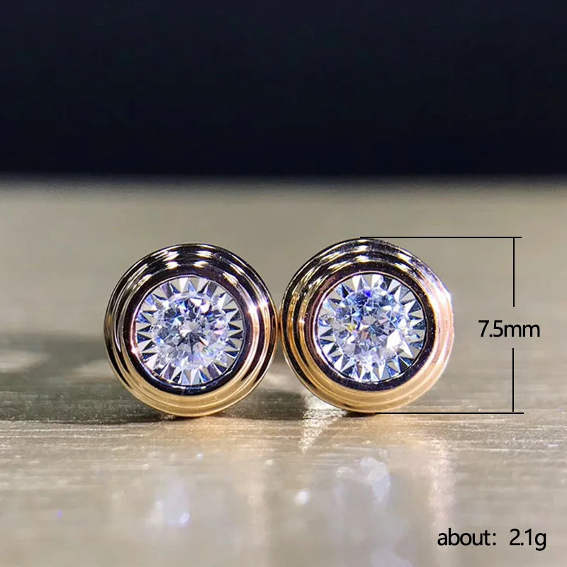 Huitan Classic Stud Earrings for Women/Men Inlaid Round White CZ Simple Design Couple Earrings Fancy Gift Timeless Style Jewelry