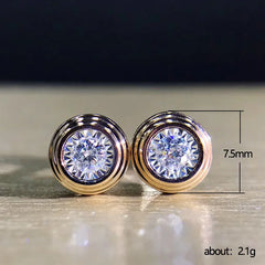 Huitan Classic Stud Earrings for Women/Men Inlaid Round White CZ Simple Design Couple Earrings Fancy Gift Timeless Style Jewelry