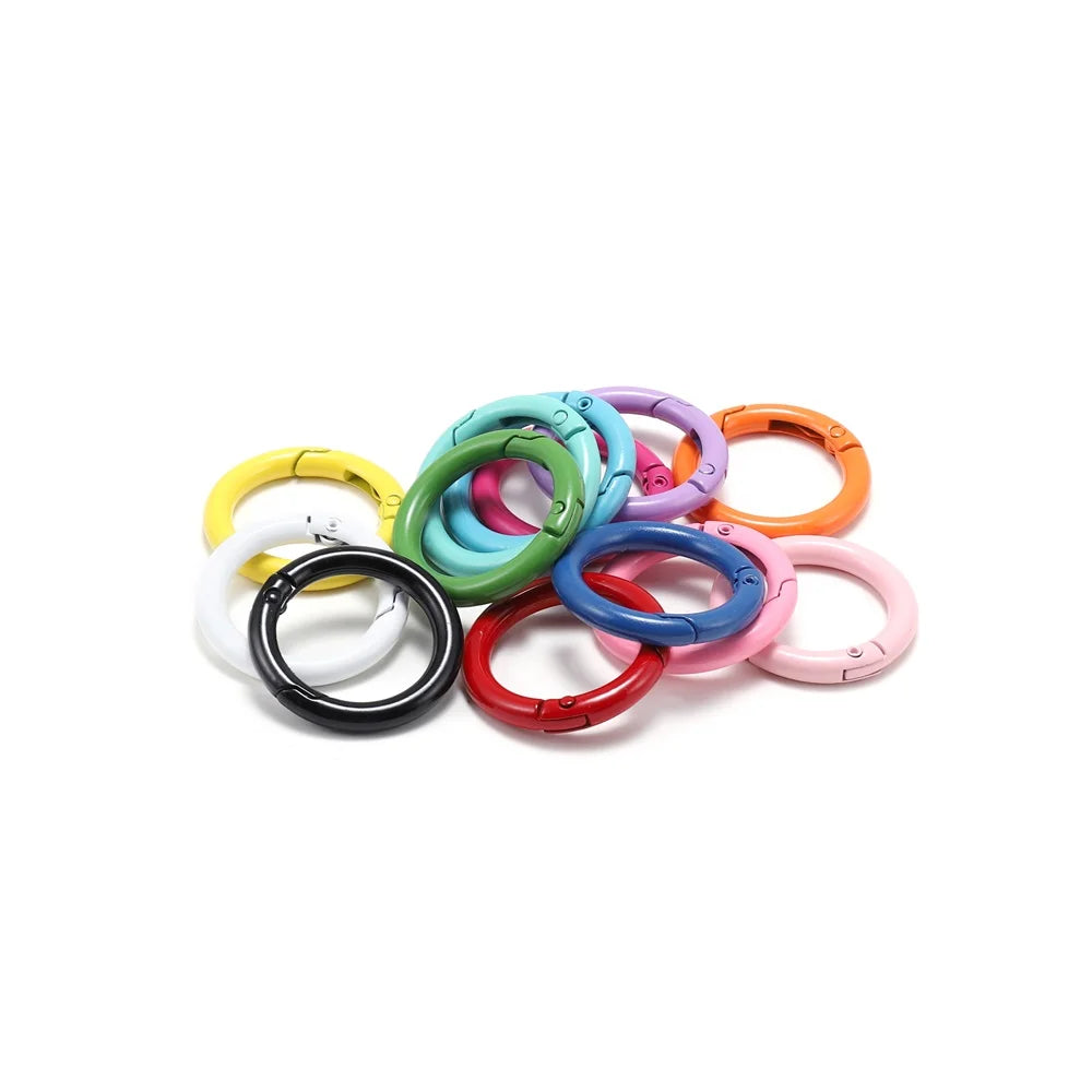 Ring Spring Clasp Openable Round Carabiner Keychain Clips Hook Dog Chain Jewelry Buckle detail view