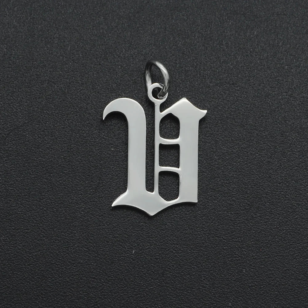 316 Stainless Steel Old English Letter Charms | DIY Alphabet Jewelry Findings for Bra alternate view