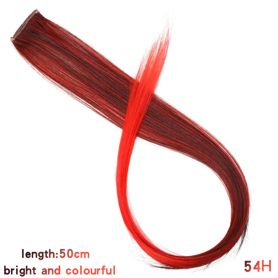 Clip In Rainbow Highlight Hair Extensions | Pink Synthetic Hair Strands lifestyle view