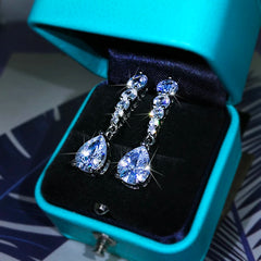 925 Sterling Silver Wild Korean Temperament Simple Atmosphere Flashing Zircon Earrings close-up view