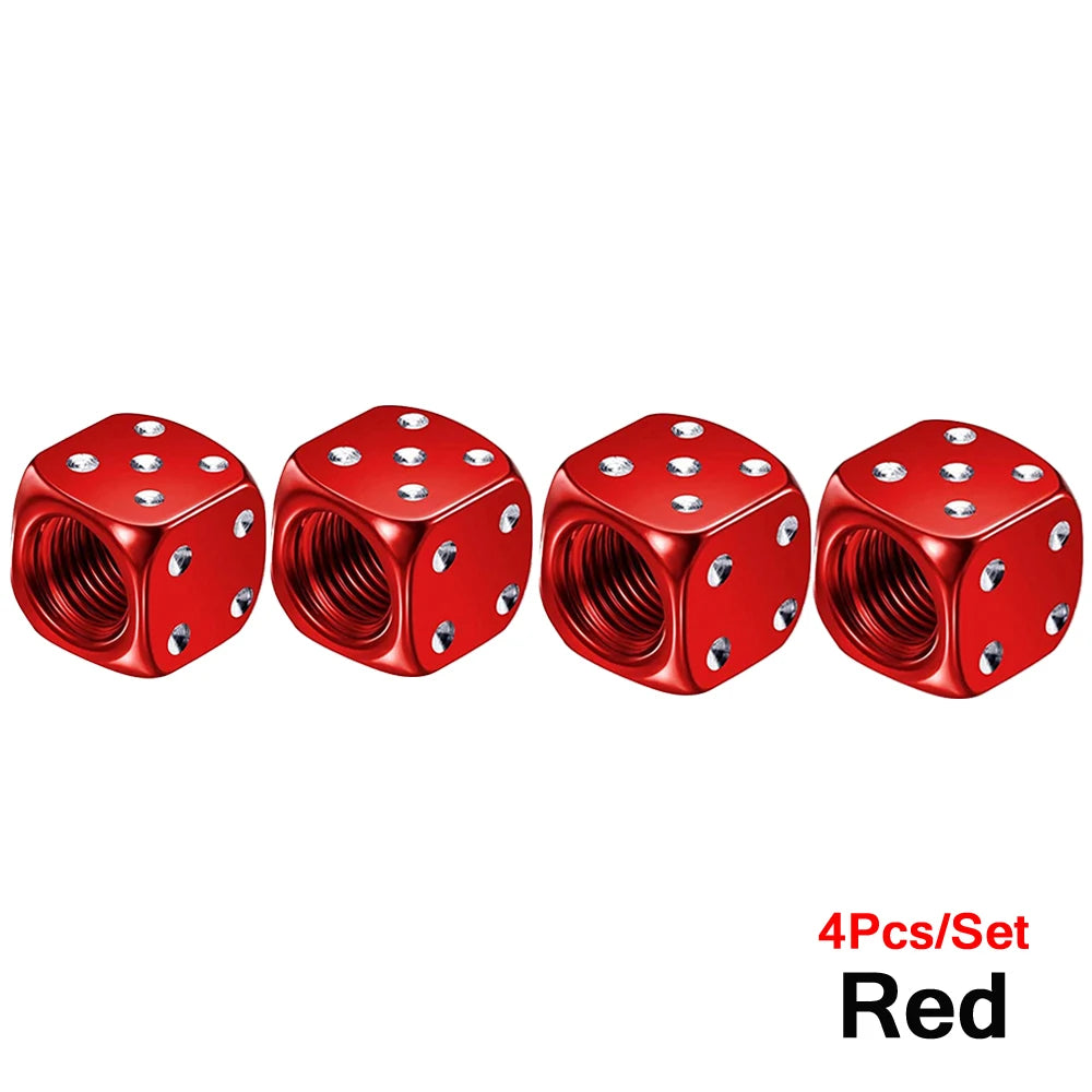 Aluminum Valve Stem Caps Set of 4 Car Bike Motorcycle close-up view
