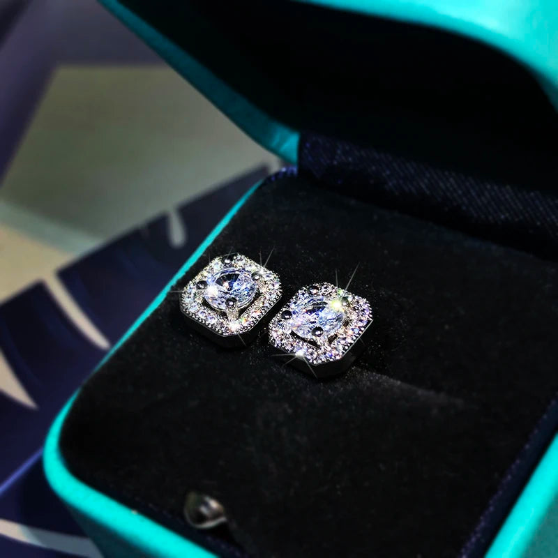 Luxury High Quality White Zircon Earrings 925 Sterling Silver Fashion Jewelry Ladies P close-up view