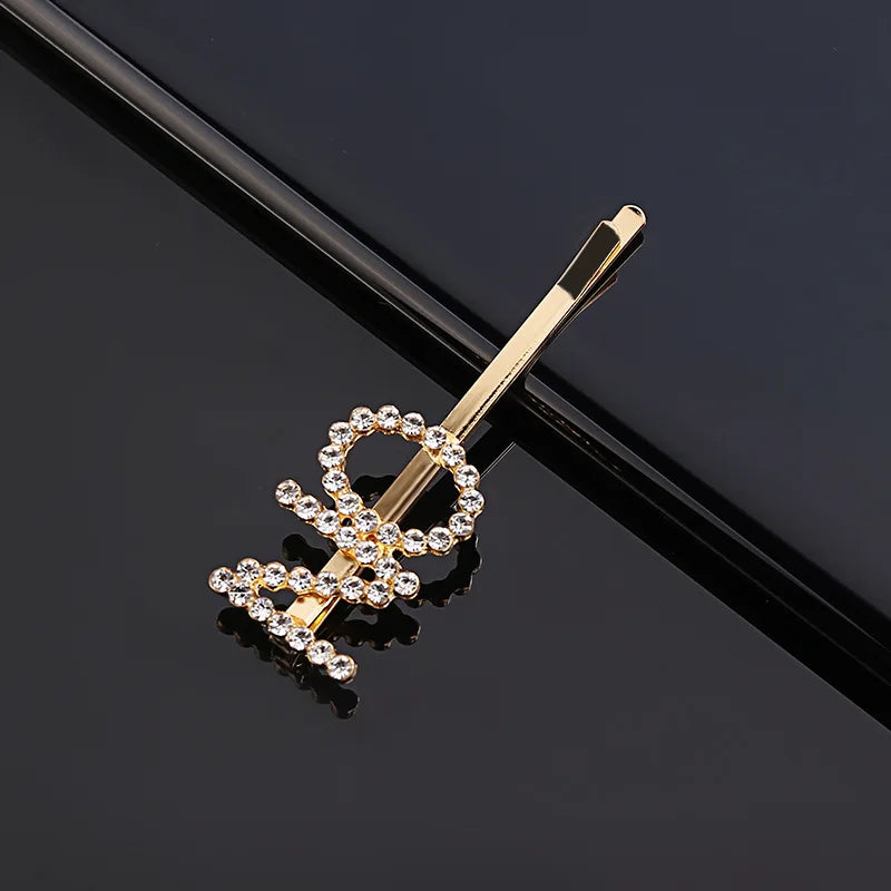 Simple Letter Rhinestone Hairpins Women Hair Clips Pins Barrettes Accessories For Women detail view