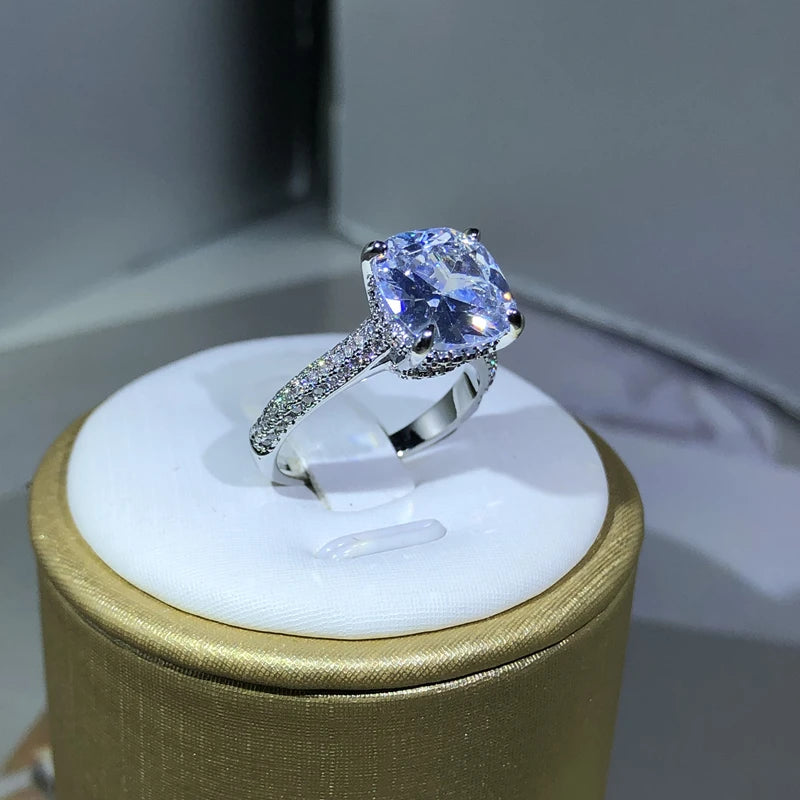 925 Silver Rings For Women Couple Cubic Zirconia Square Ring Lovers Jewelry Bridal We lifestyle view