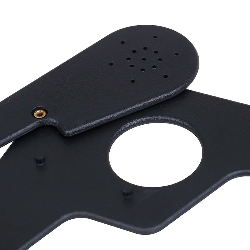 Black Lorgnette Occluder | Multi Pinhole Hand Occluder for Optometry & Sleep Aid close-up view