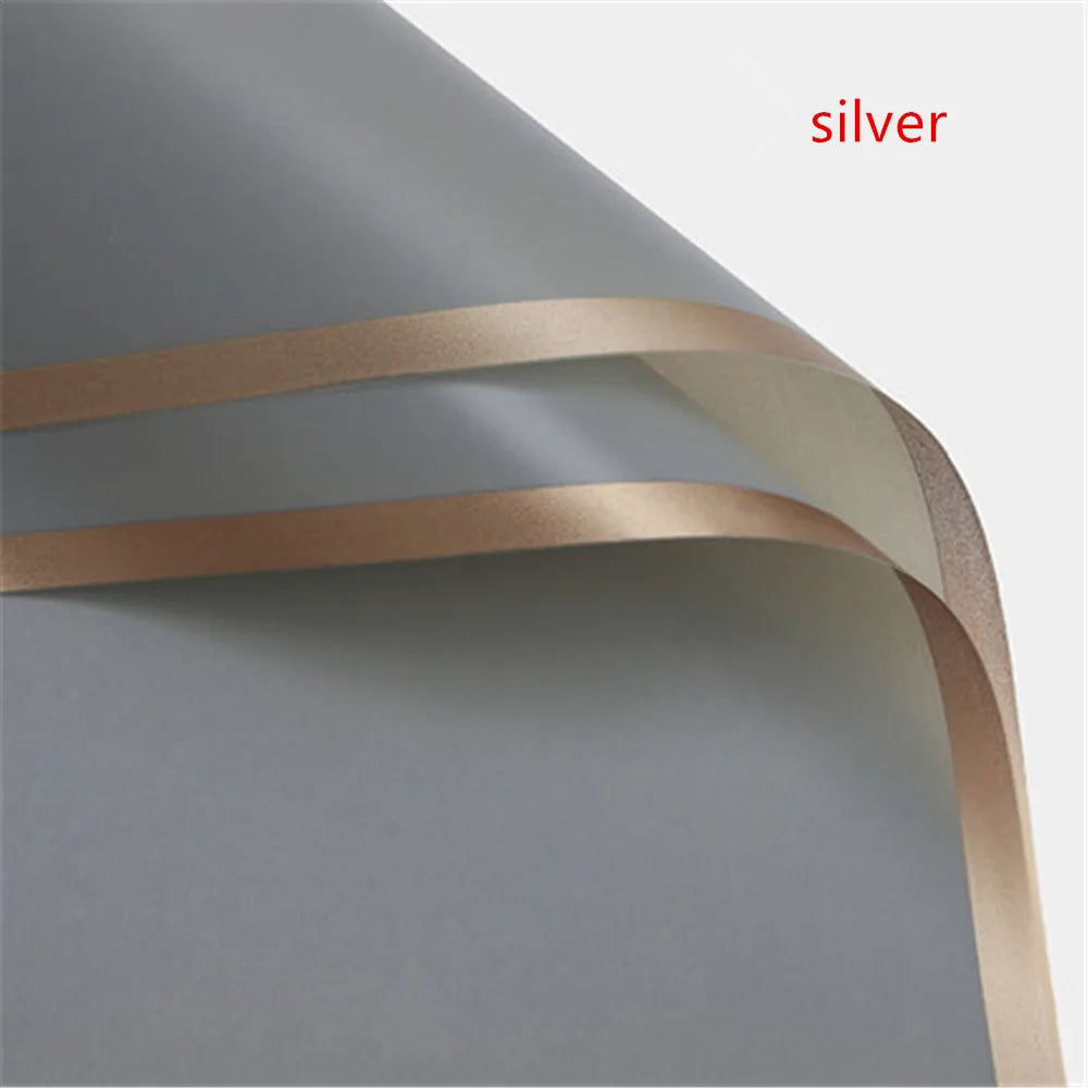 5pcs Flower Wrapping Paper with Golden Border | Korean Style Half Transparent Gift Packi detail view