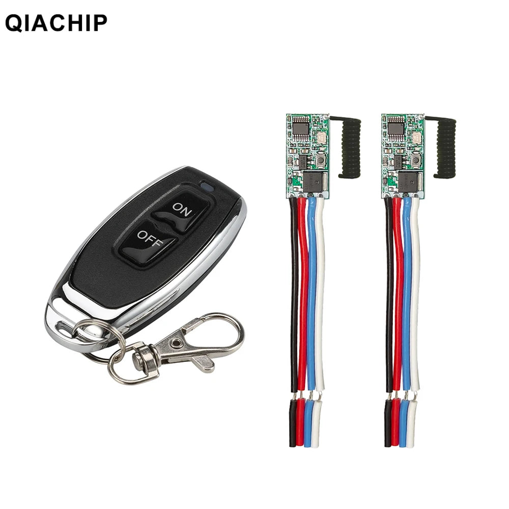 QIACHIP 433MHz Wireless Remote Control Switch Long Range Mini Receiver 3.6V 12V 24V an close-up view