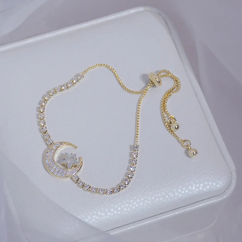 Korean New Luxury Crystal Flower Cubic Zirconia Pendant Bracelet Women Round Butterfly S detail view