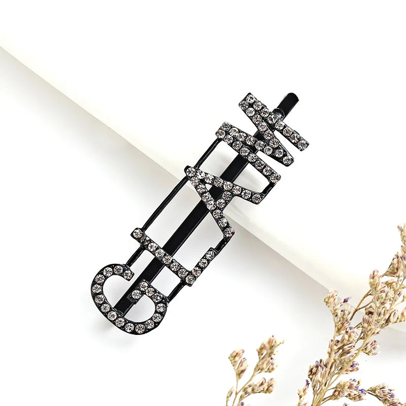 Simple Letter Rhinestone Hairpins Women Hair Clips Pins Barrettes Accessories For Women Girls Hair Hairclip Hairgrip Headdress