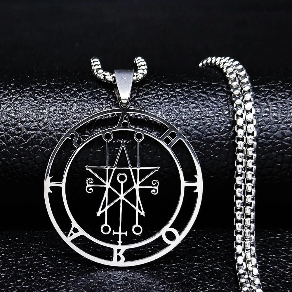 Astaroth Sigil Goetia Stainless Steel Necklace Solomon Demon Seal Satan Sigil sataniq lifestyle view