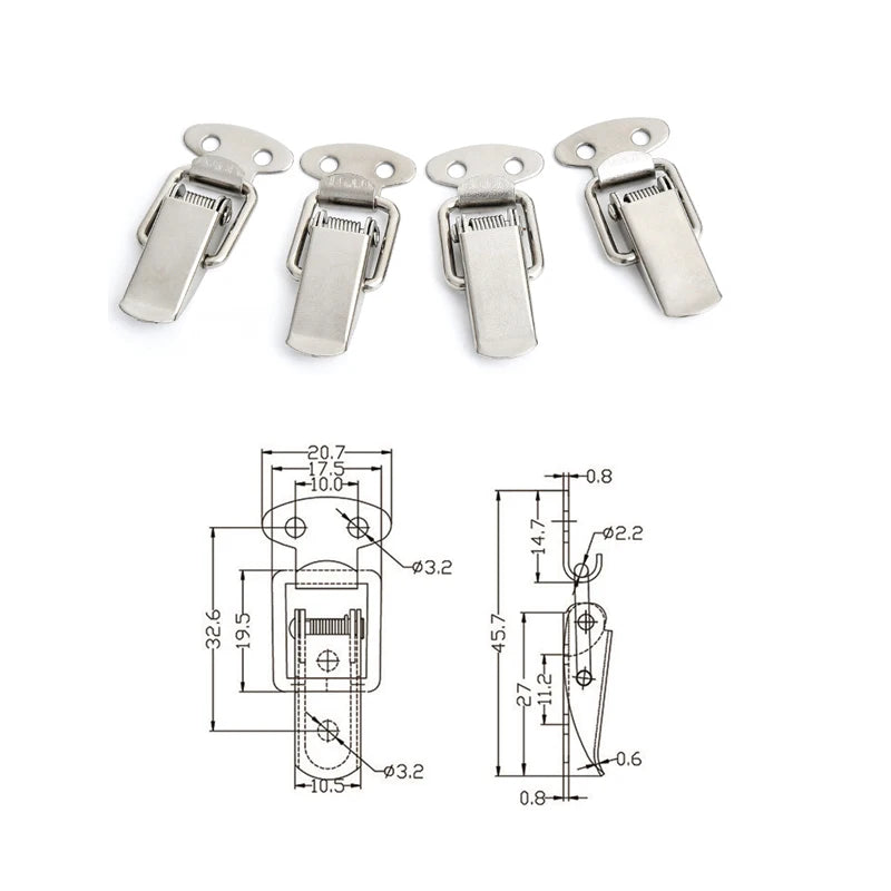 4PC NAIERDI-J105 Cabinet Box Locks Spring Loaded Latch Catch Toggle 27*63 Iron Hasps For detail view