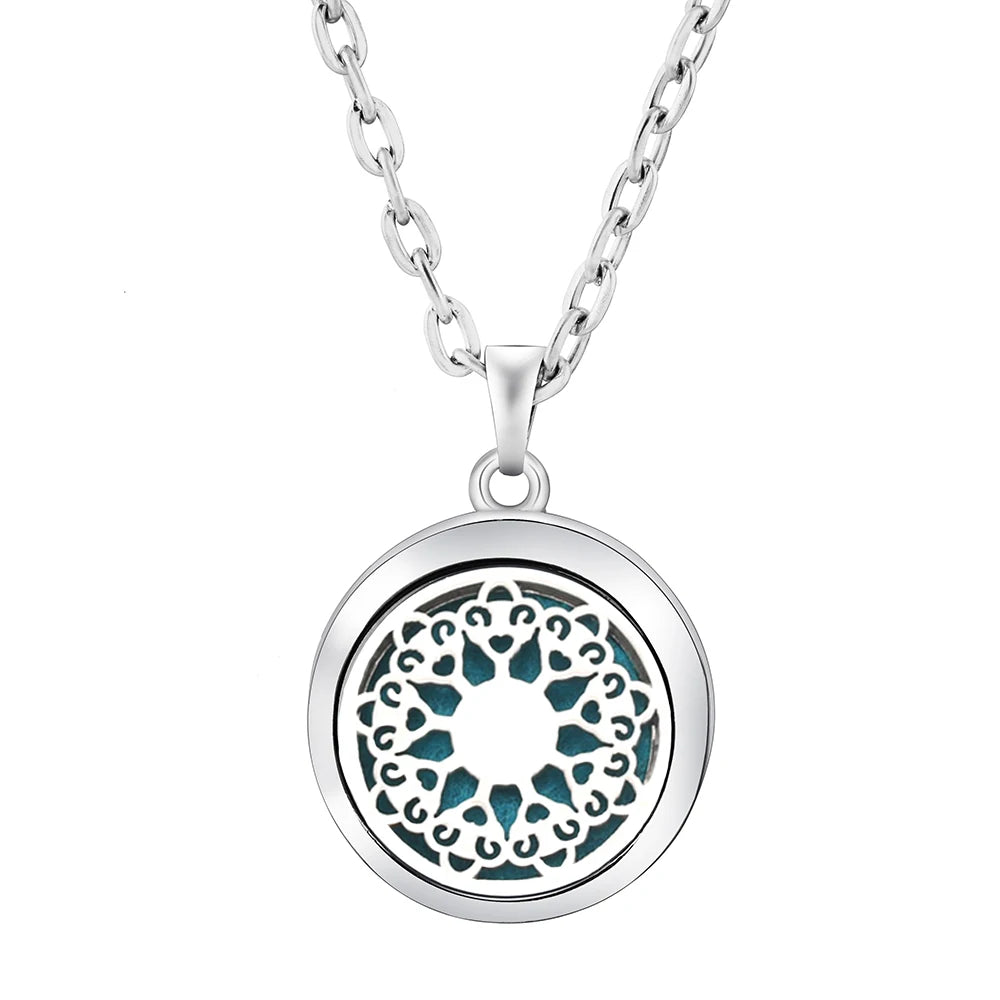 Heart-Shaped Aromatherapy Essential Oil Diffuser Necklace Stainless Steel High Qualit lifestyle view