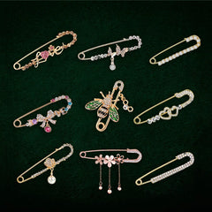 Cute Refined Crystal Rhinestone Branch Brooches Hijab Pins For Women Suit Scarf Flower Brooch Pin Jewelry