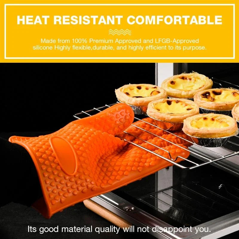 Silicone Oven Mitt | Heat Resistant Gloves with Full Finger and Wrist Protection alternate view