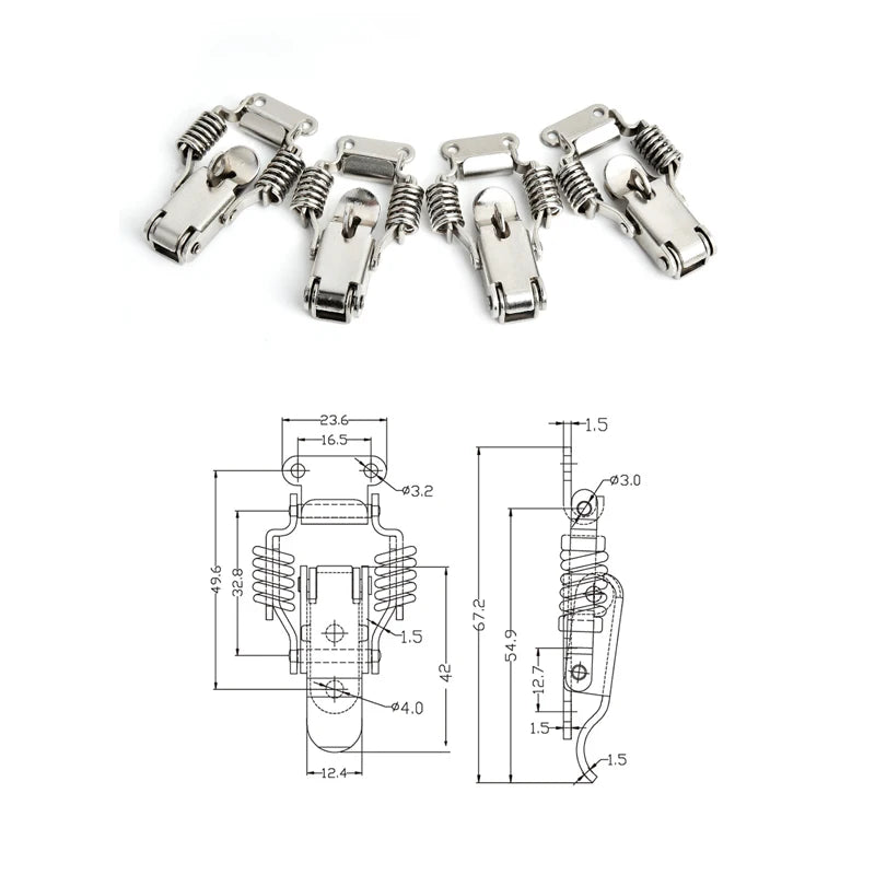 4PC NAIERDI-J105 Cabinet Box Locks Spring Loaded Latch Catch Toggle 27*63 Iron Hasps lifestyle view