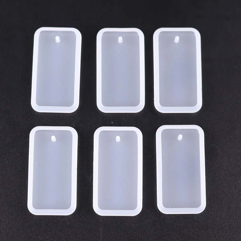 1/6/10pcs DIY Keychain Pendant Silicone Mold Set Crystal Epoxy Resin Mold Round Rectangl detail view