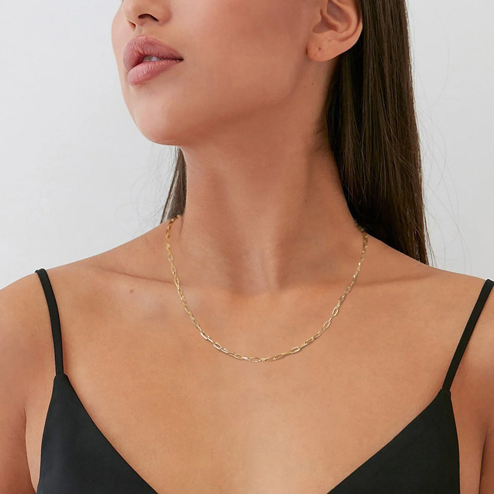 Vnox chic paperclip chain necklaces for women, rose gold color stainless steel rectan alternate view