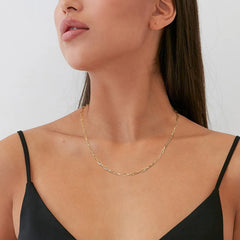 Vnox chic paperclip chain necklaces for women, rose gold color stainless steel rectan alternate view